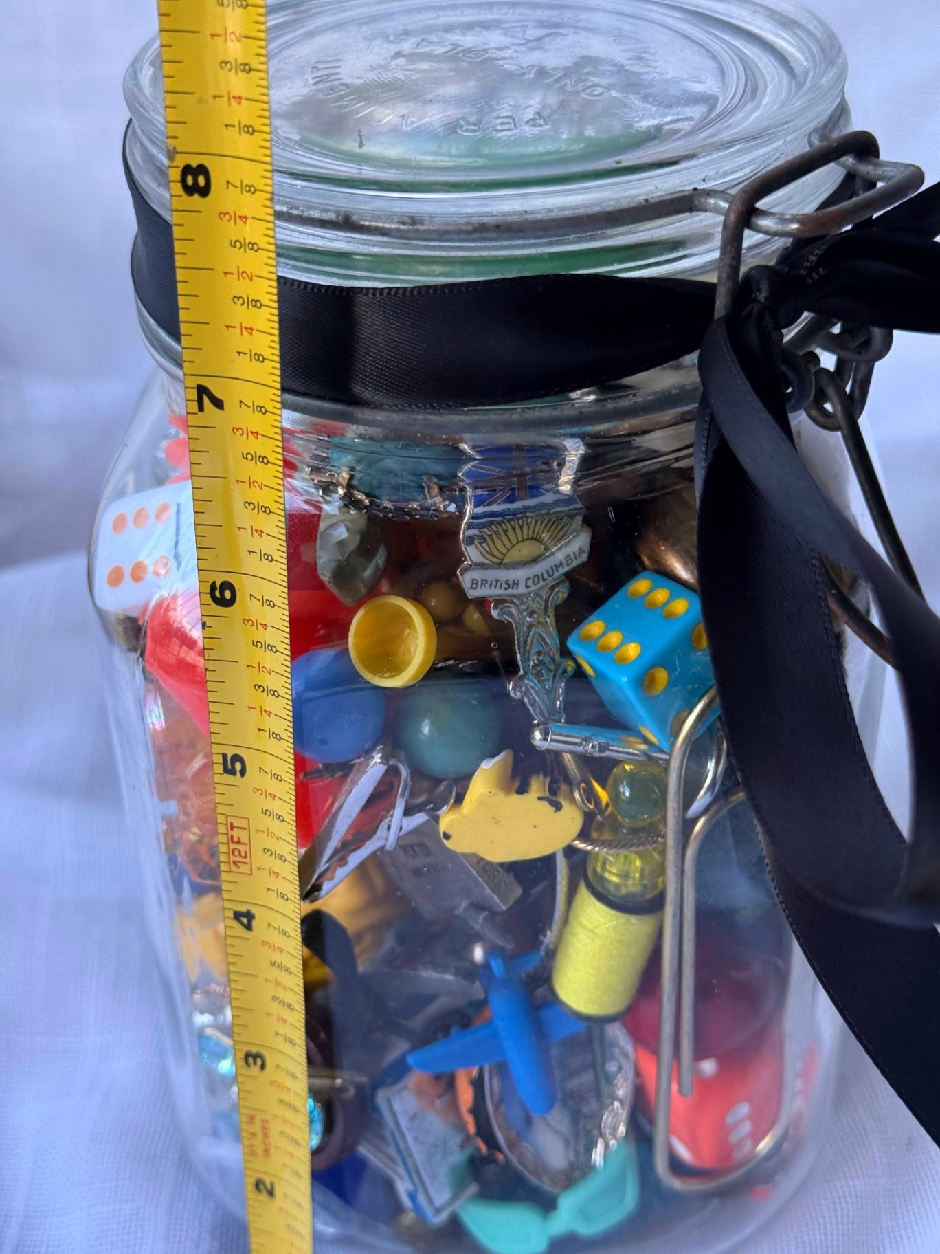 Vintage I Spy Memory Jar | Assemblage Art Curio Jar Filled with Mixed Trinkets & Treasures