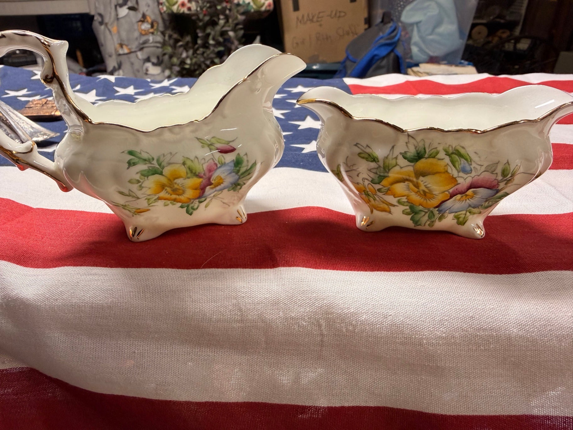 Vintage Hammersley & Co. Bone China Creamer & Sugar Bowl Set | Made in England Floral
