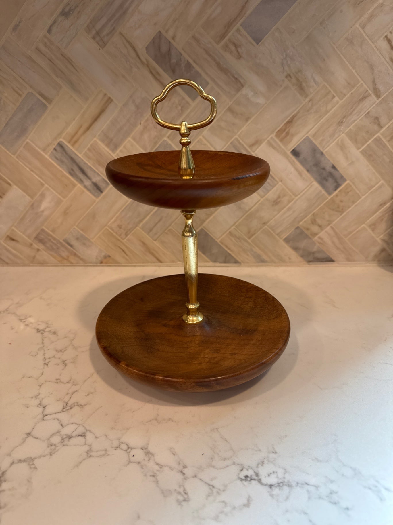Two Tiered Wood Trinket Dish