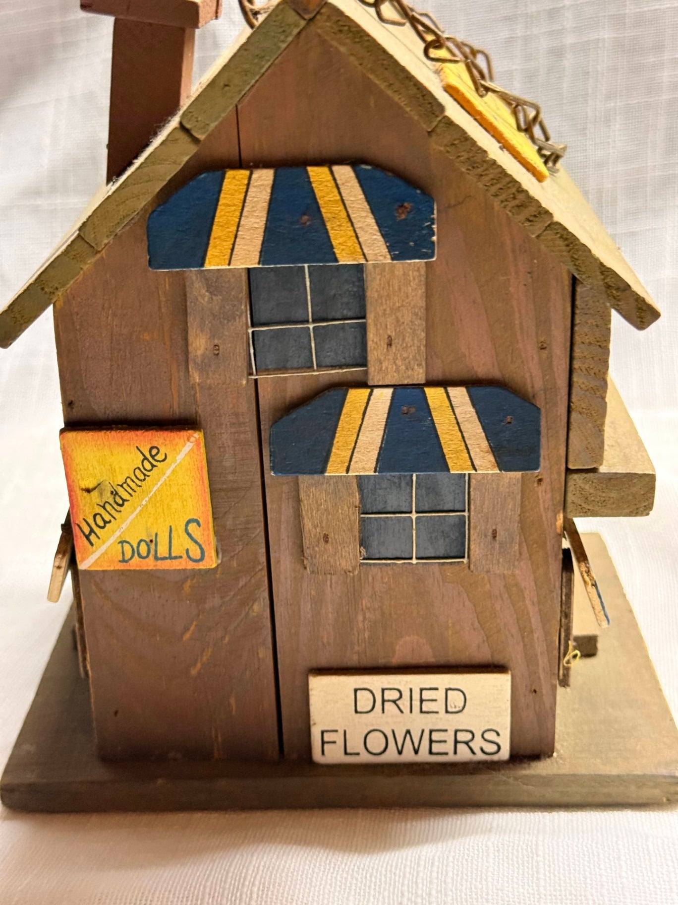 Vintage Shade Tree Creations "Antiques" Shop Wooden Birdhouse | Folk Art Decor