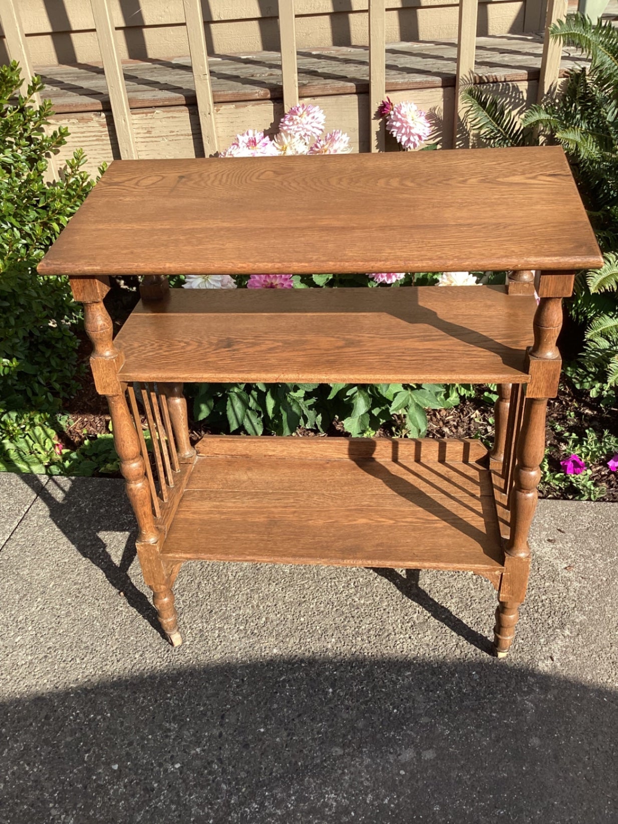 ANTIQUE OAK LIBRARY BOOK CART FROM 1900~1920