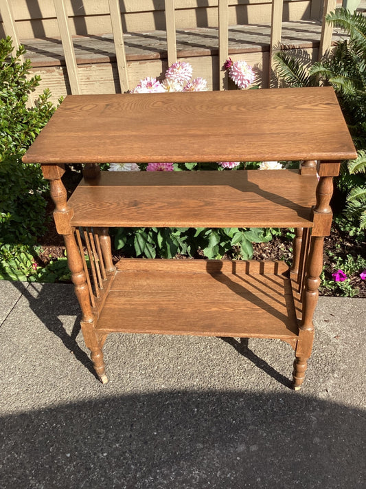 ANTIQUE OAK LIBRARY BOOK CART FROM 1900~1920