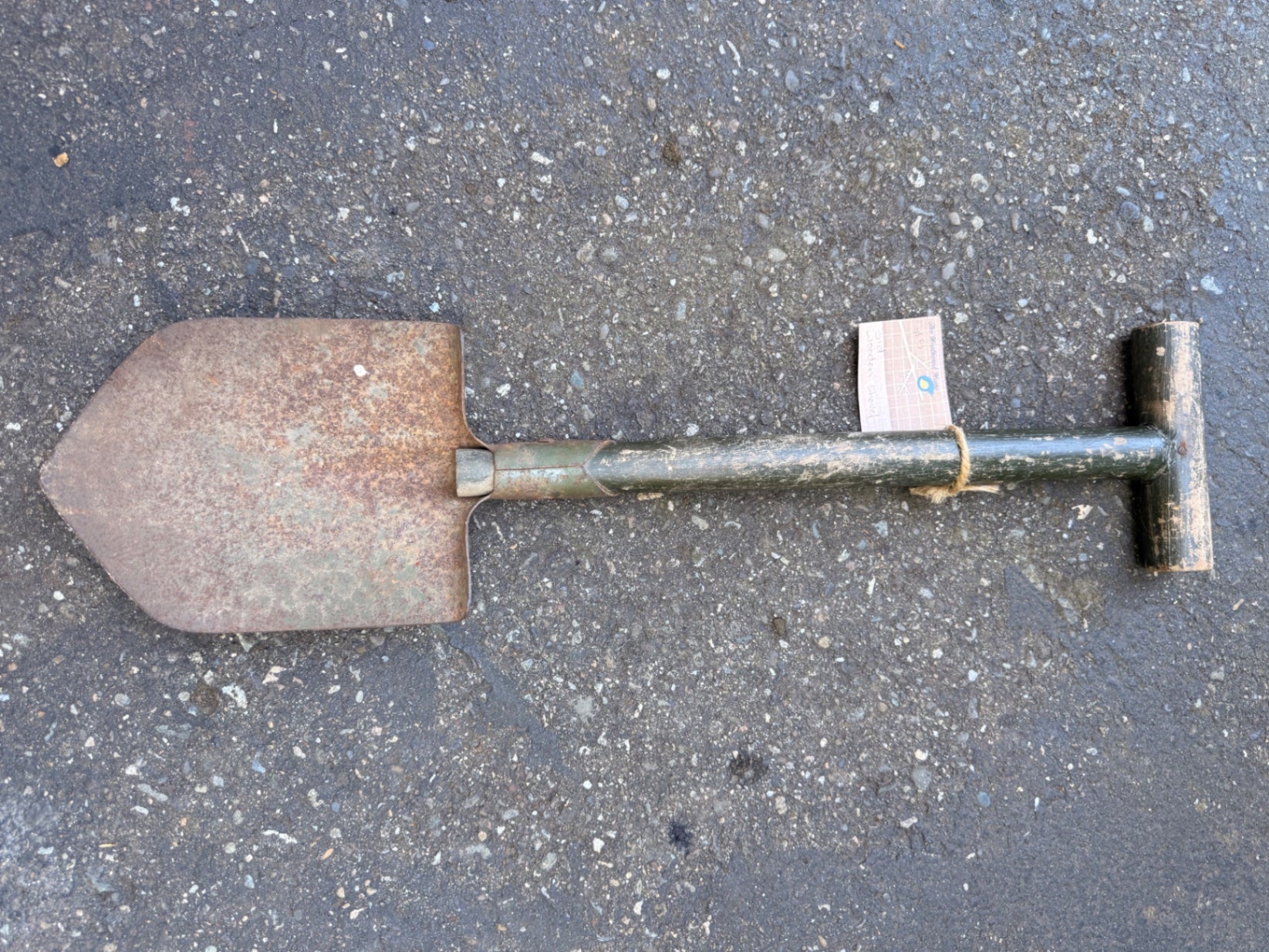 Vintage Military-Style T-Handle Trenching Shovel | Olive Drab Entrenching Tool