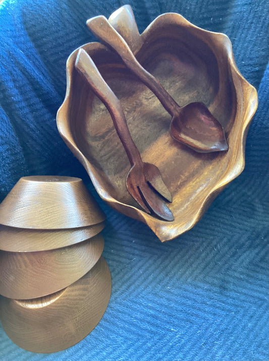 MCM MONKEY POD WOOD SALAD SET