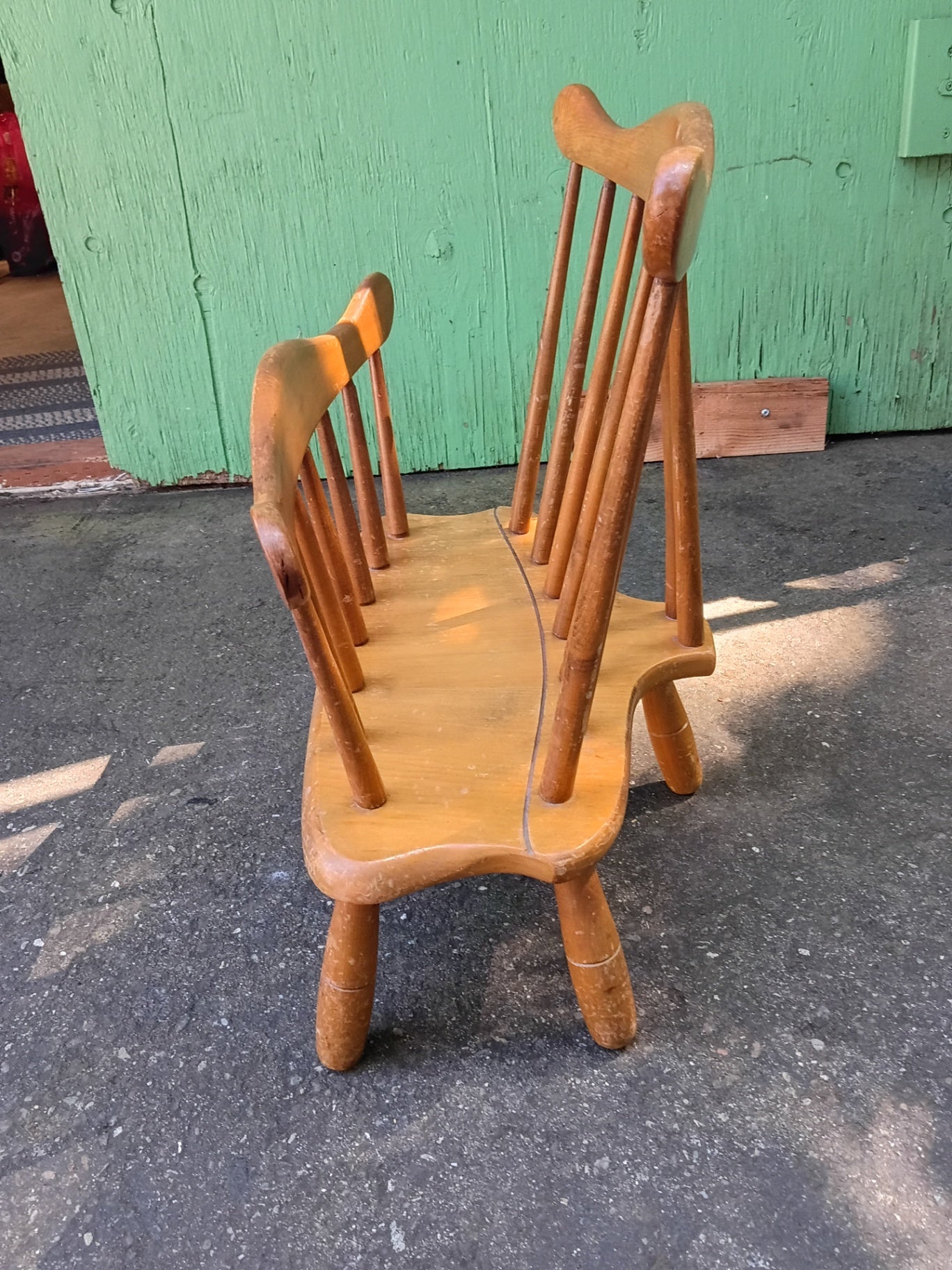 Vintage R. Veal & Son Solid Maple Magazine Rack | Mid-Century Spindle Windsor Newspaper Holder