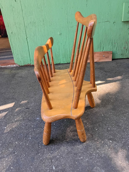Vintage R. Veal & Son Solid Maple Magazine Rack | Mid-Century Spindle Windsor Newspaper Holder