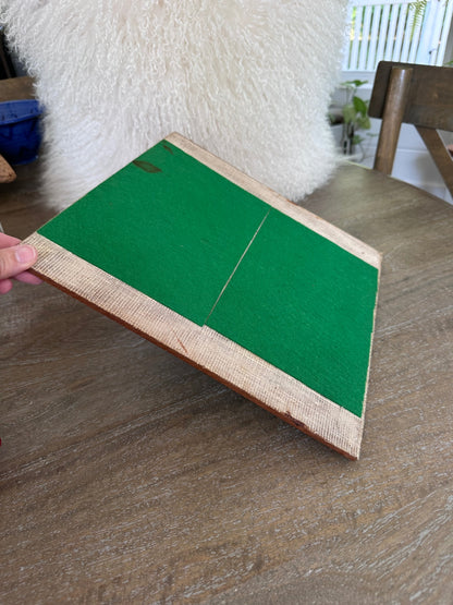 large MCM teak wood parquet trivet