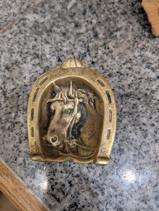 Vintage Brass Horsehead Trinket Holder
