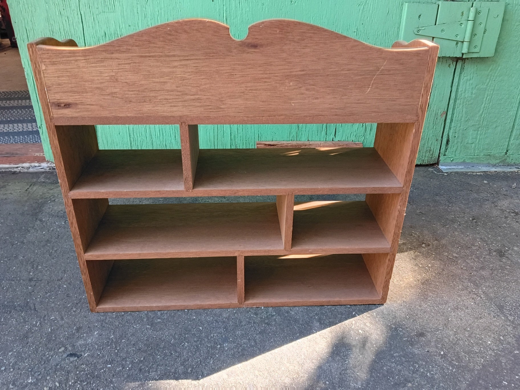Vintage Wooden Wall Shelf / Cubby Organizer | Scalloped Top Shadow Box Spice Rack