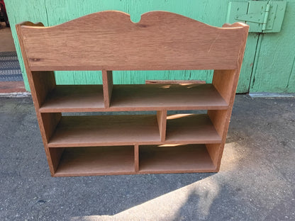 Vintage Wooden Wall Shelf / Cubby Organizer | Scalloped Top Shadow Box Spice Rack