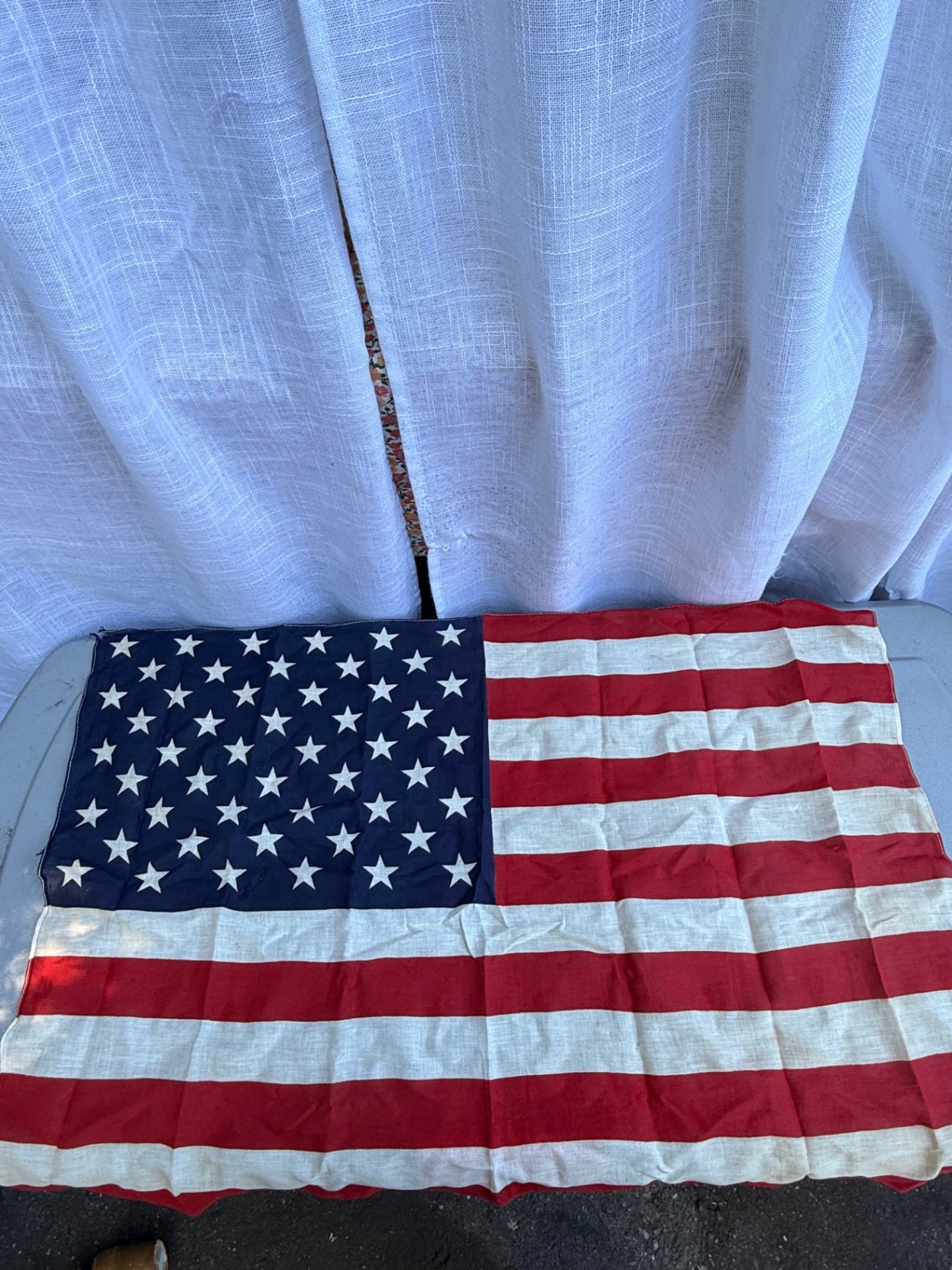 Vintage 48-Star American Flag | Mid-Century Printed Cotton USA Flag