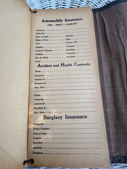Vintage New World Life Insurance Document Wallet | Embossed Tri-Fold Holder with Seattle Ephemera