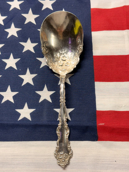 Vintage Ornate Silver-Plated Berry / Casserole Serving Spoon | Embossed Floral Bowl