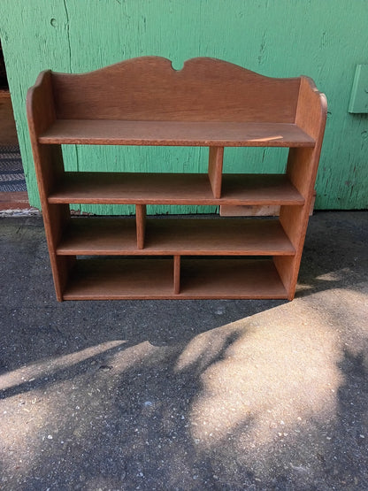 Vintage Wooden Wall Shelf / Cubby Organizer | Scalloped Top Shadow Box Spice Rack