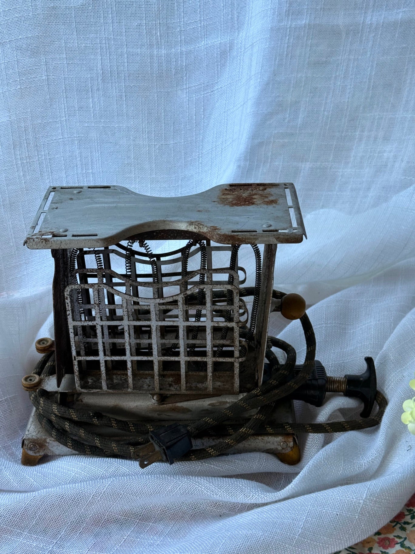 Antique 1920s "Flop-Down" Side-Door Metal Toaster | Primitive Farmhouse Decor