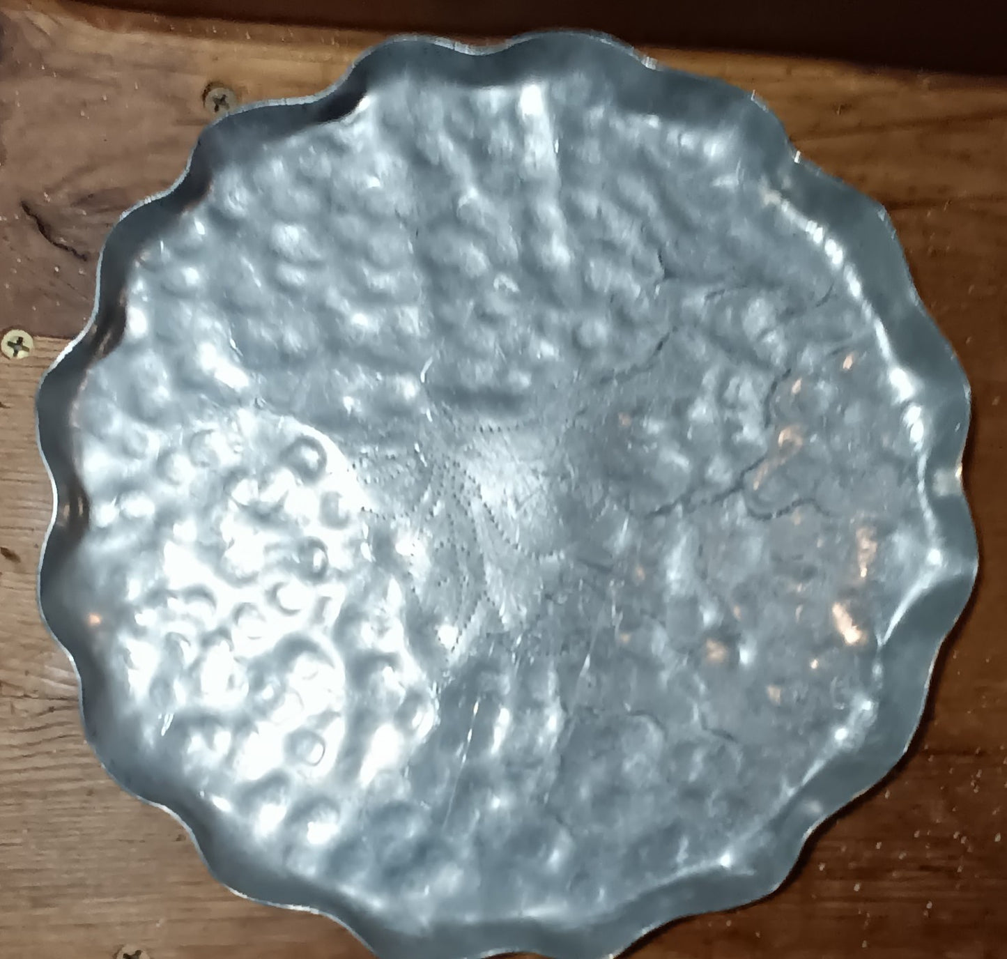Vtg Hammered Aluminum 