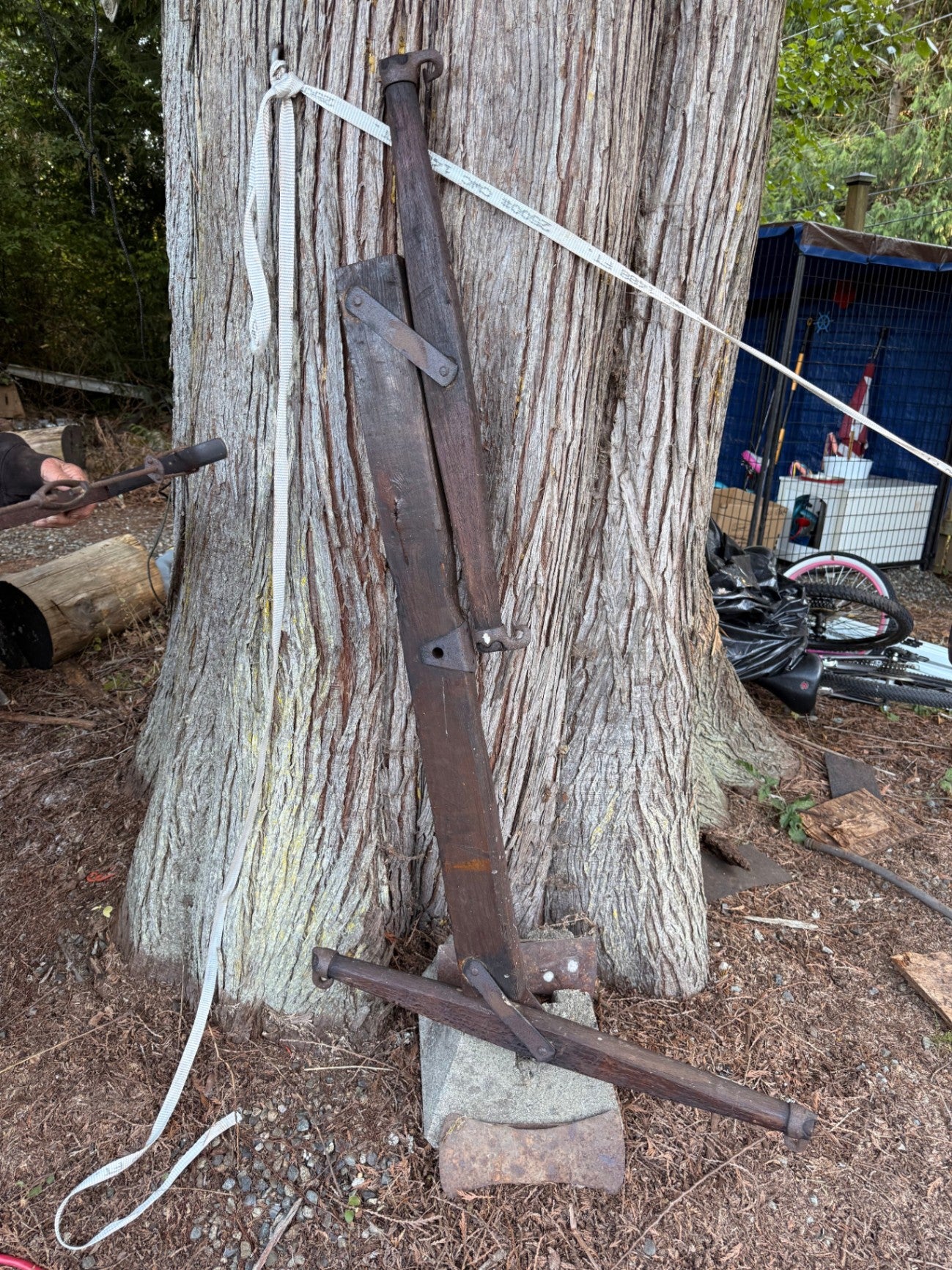 Antique Folding Wooden Bucksaw | Primitive Logging & Homestead Tool