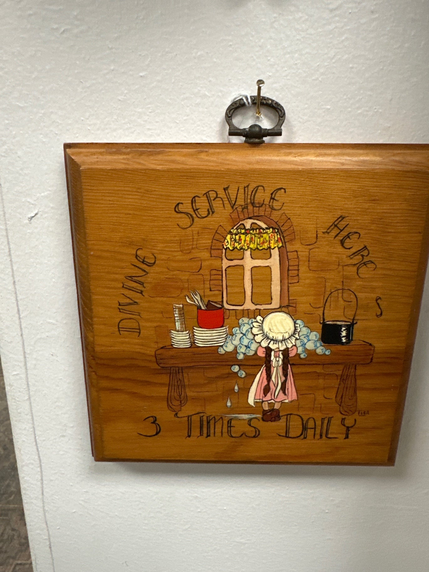 Small hand painted wood plaque