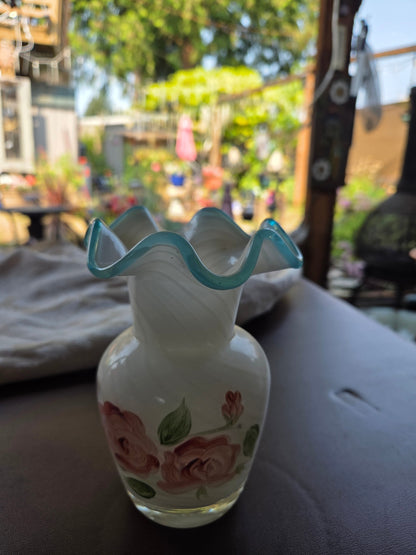 FENTON WHITE OPTIC VASE