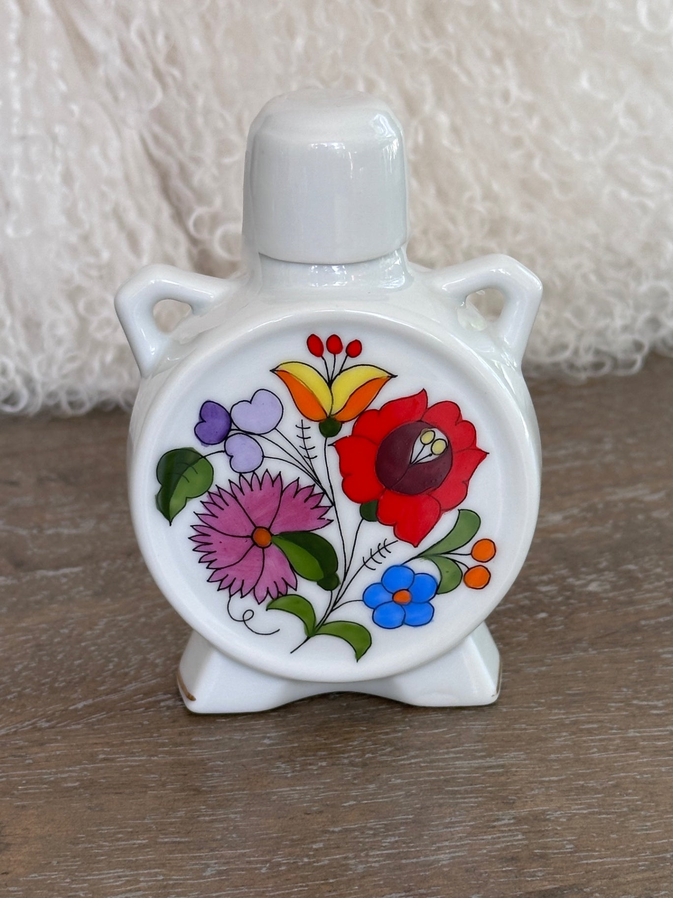 Mid-century KALOCSA folk Art flask