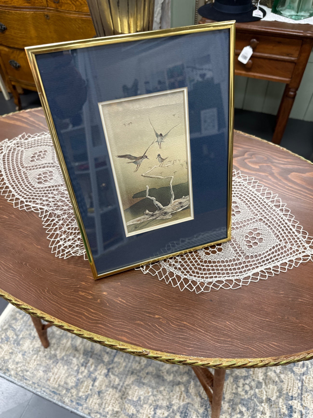 Mid-century short birds, watercolor print