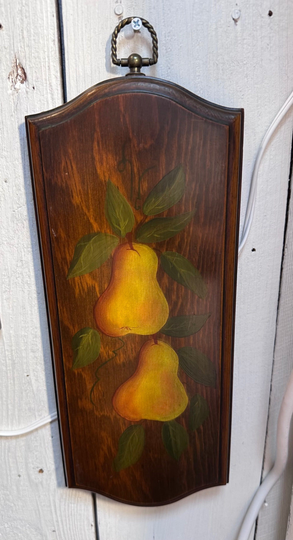 Vintage hand painted wall plaque Pears