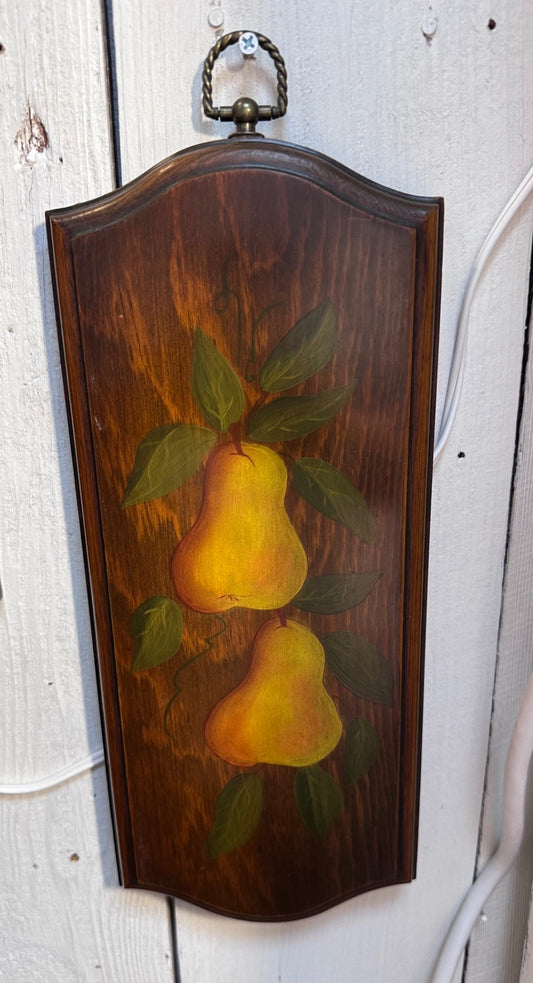 Vintage hand painted wall plaque Pears