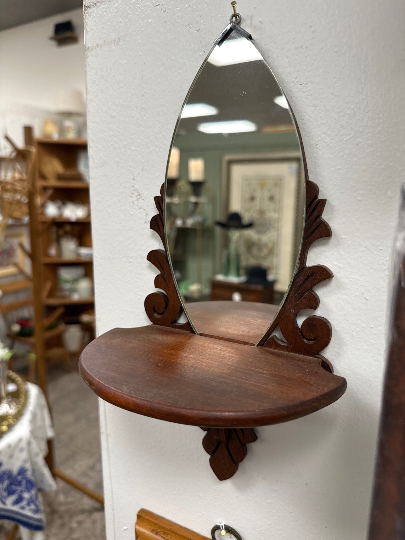 small display shelf with mirror