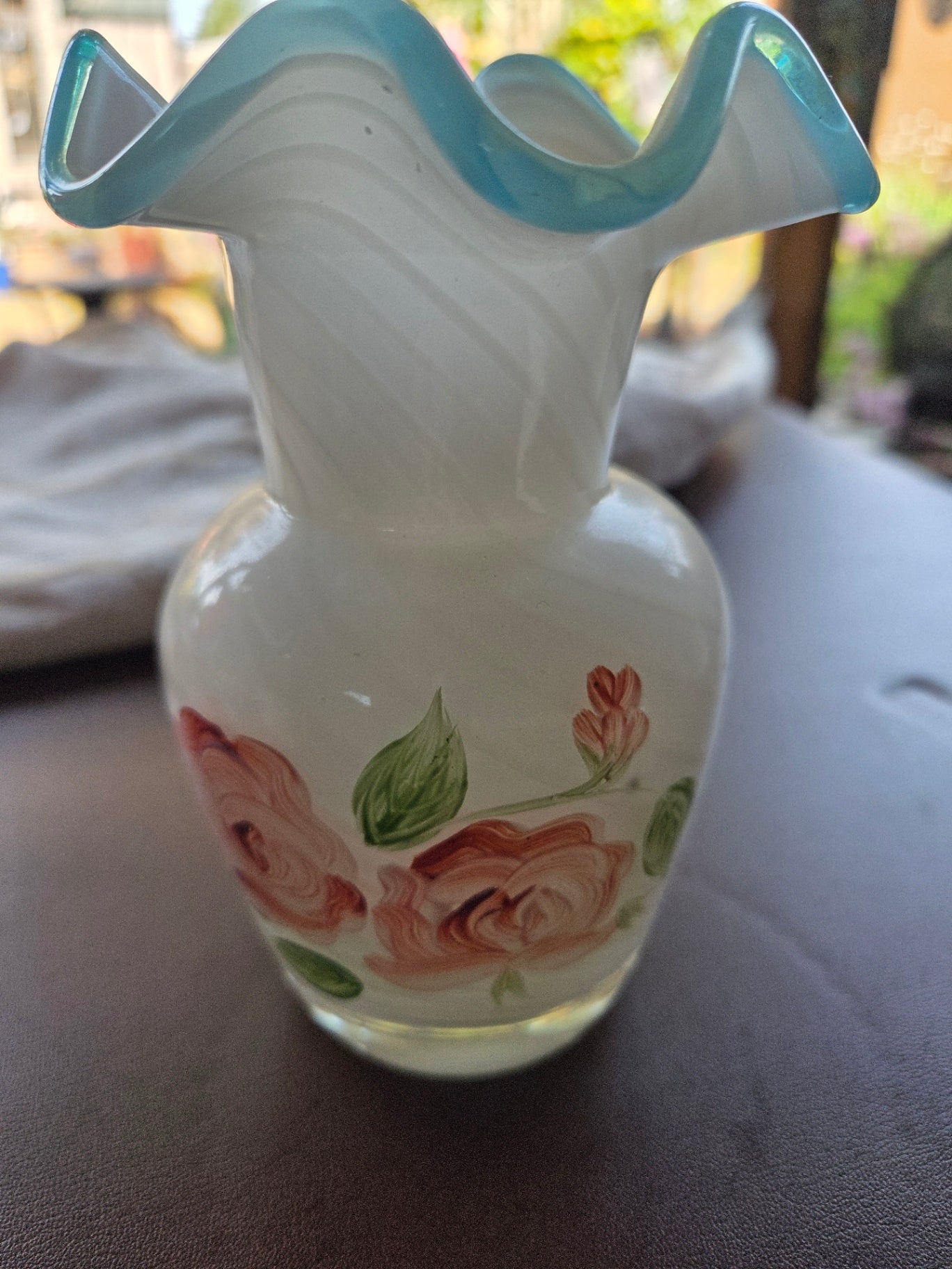 FENTON WHITE OPTIC VASE