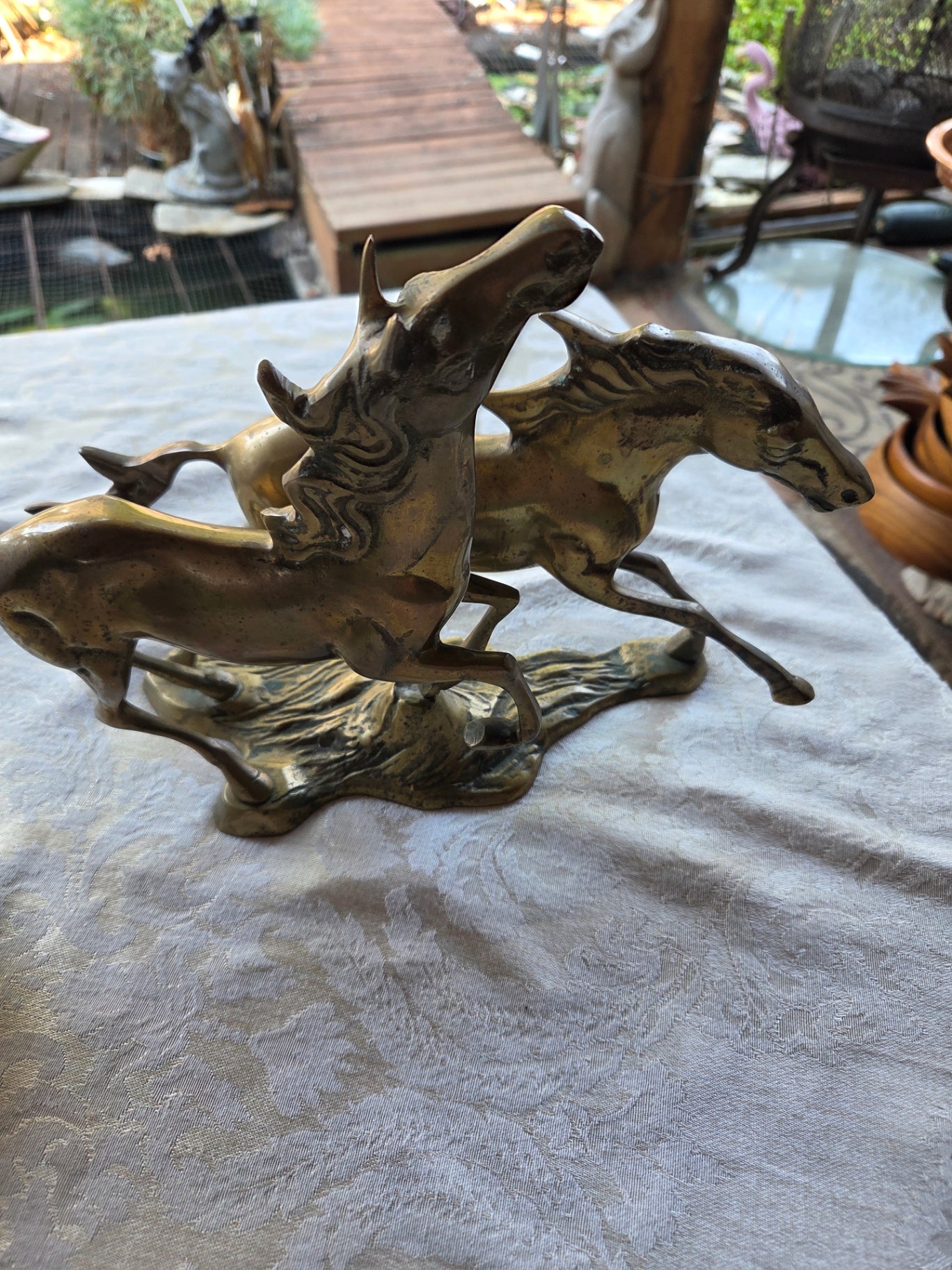 Solid brass horses statue