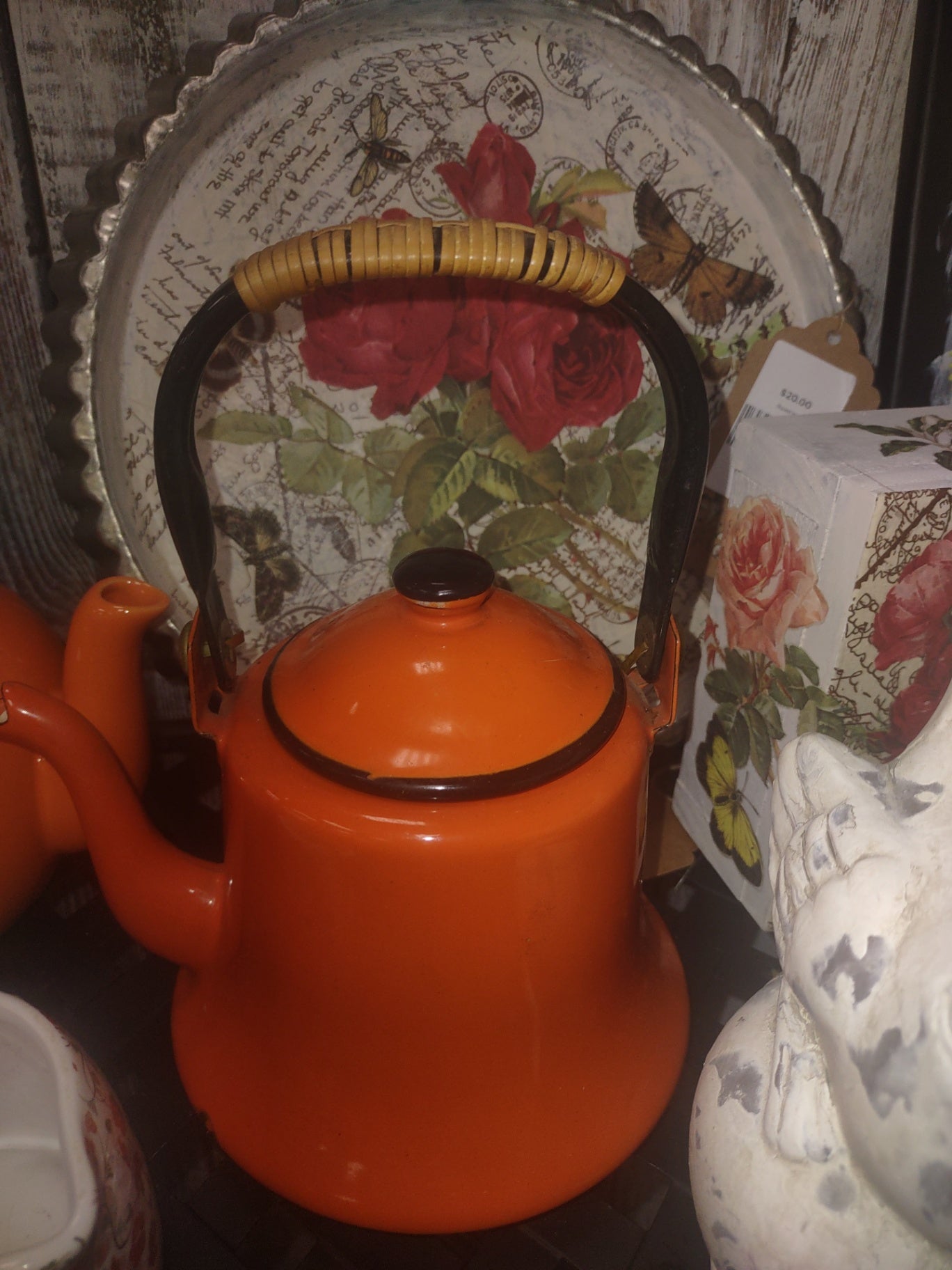 Tea pot orange enamal