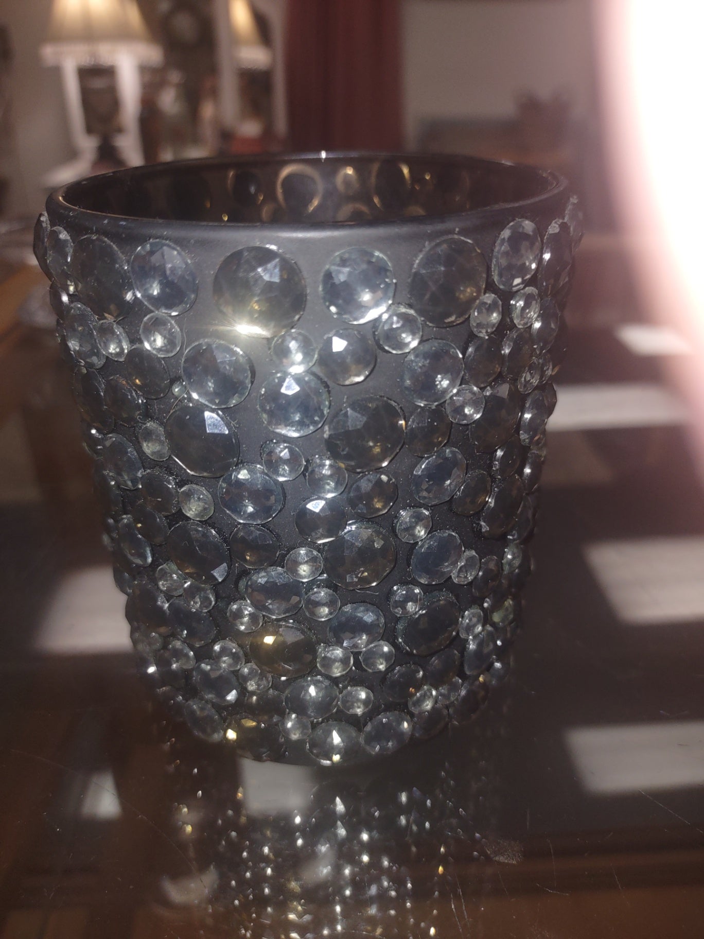 Candle holder  black rinstones