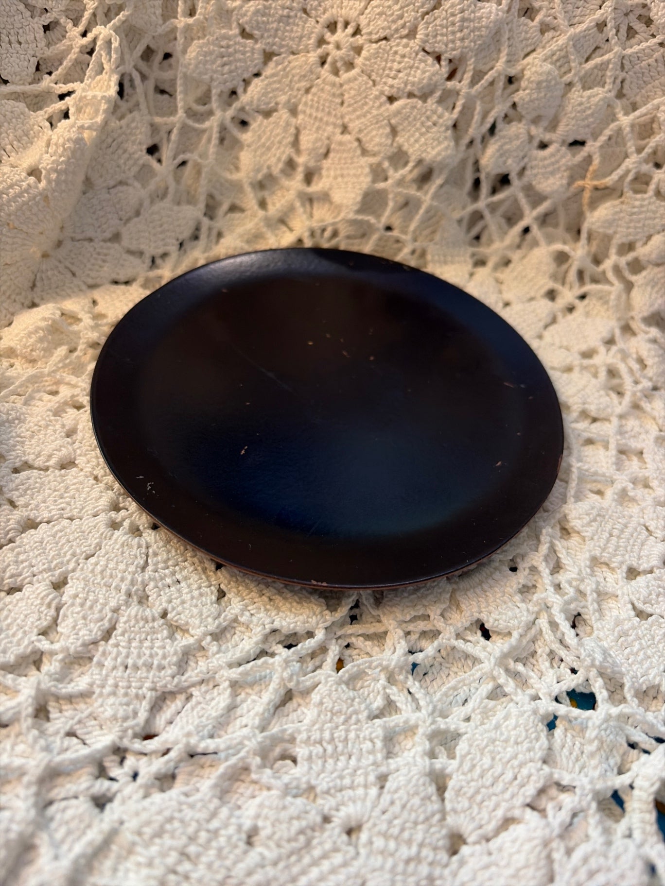 Flat Black matte metal candle dish