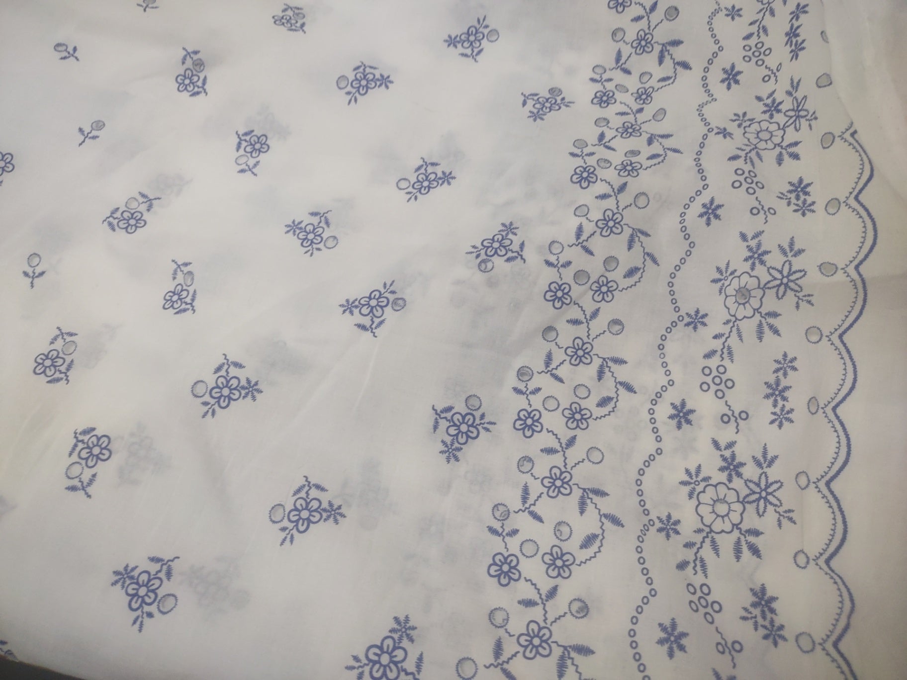 Fabric blue and white 