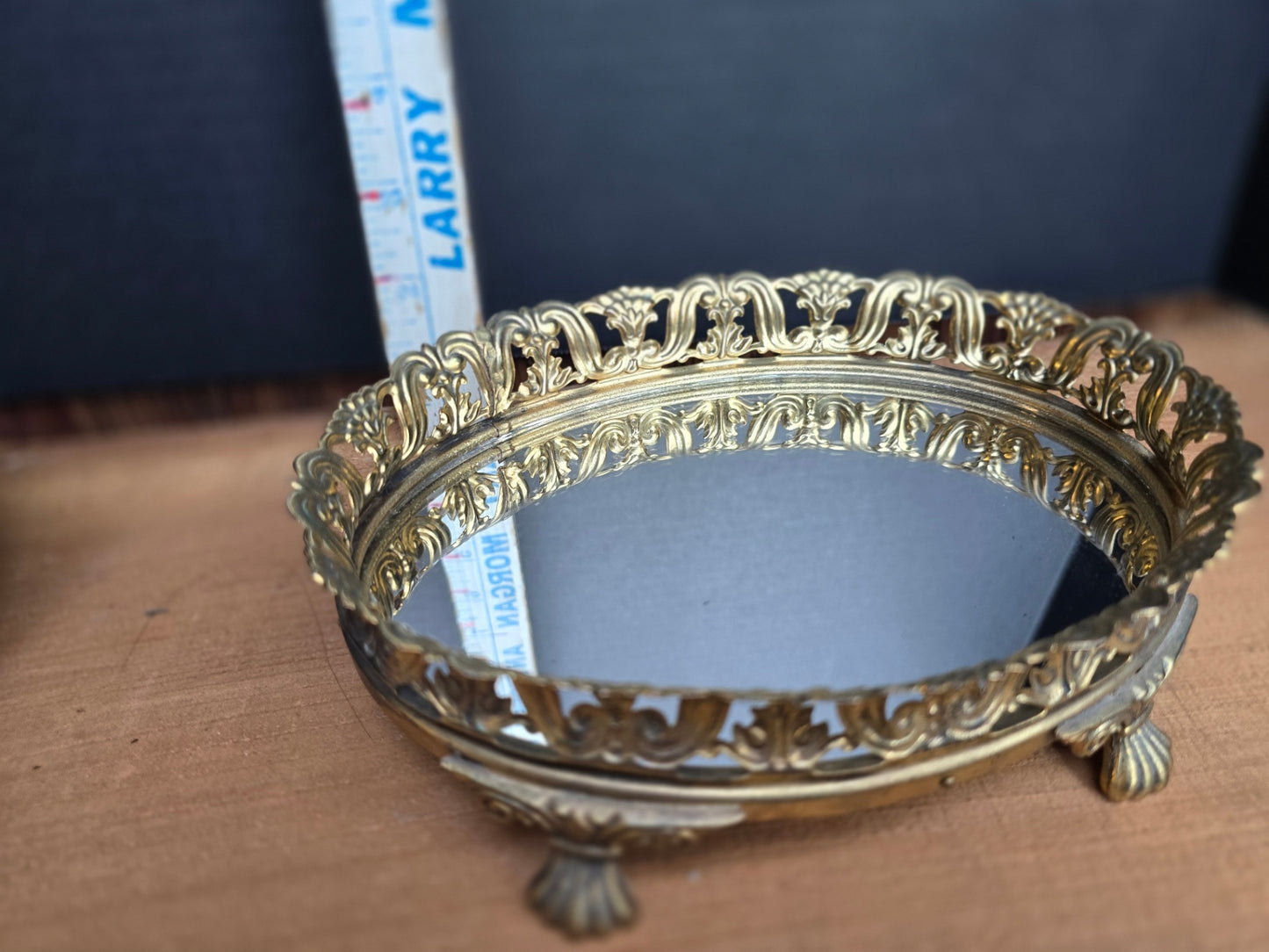 Small mirror vanity tray