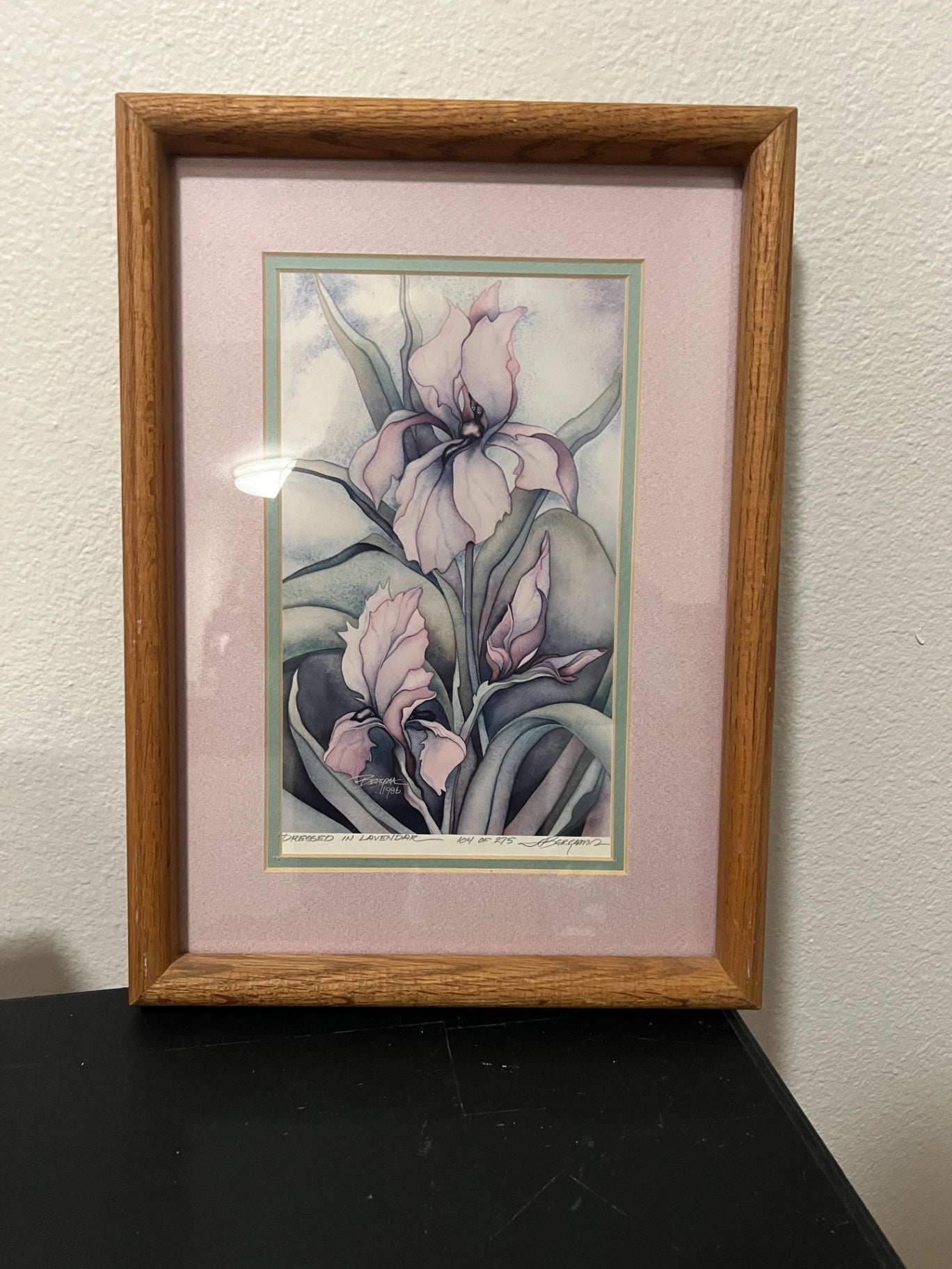 Vintage Jodi Bergsma Dressed in Lavender Framed Floral Art