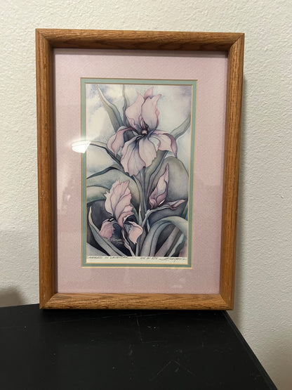Vintage Jodi Bergsma Dressed in Lavender Framed Floral Art