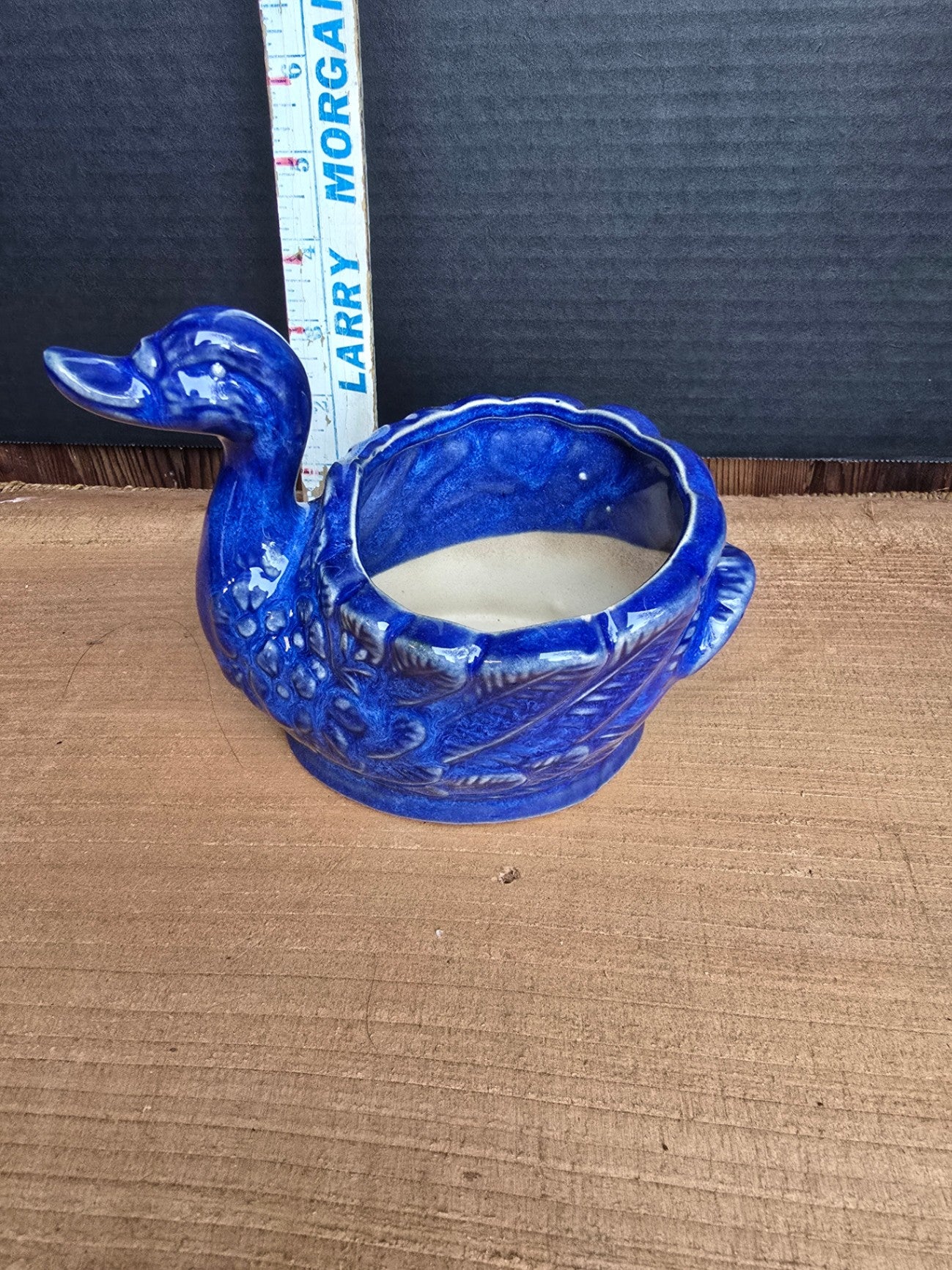 Blue ceramic duck