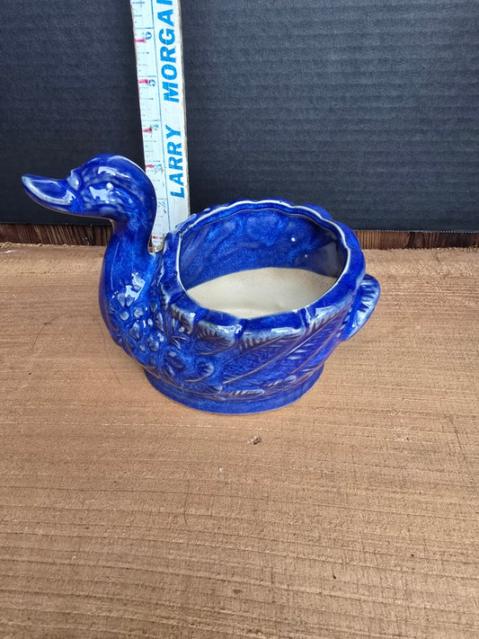 Blue ceramic duck