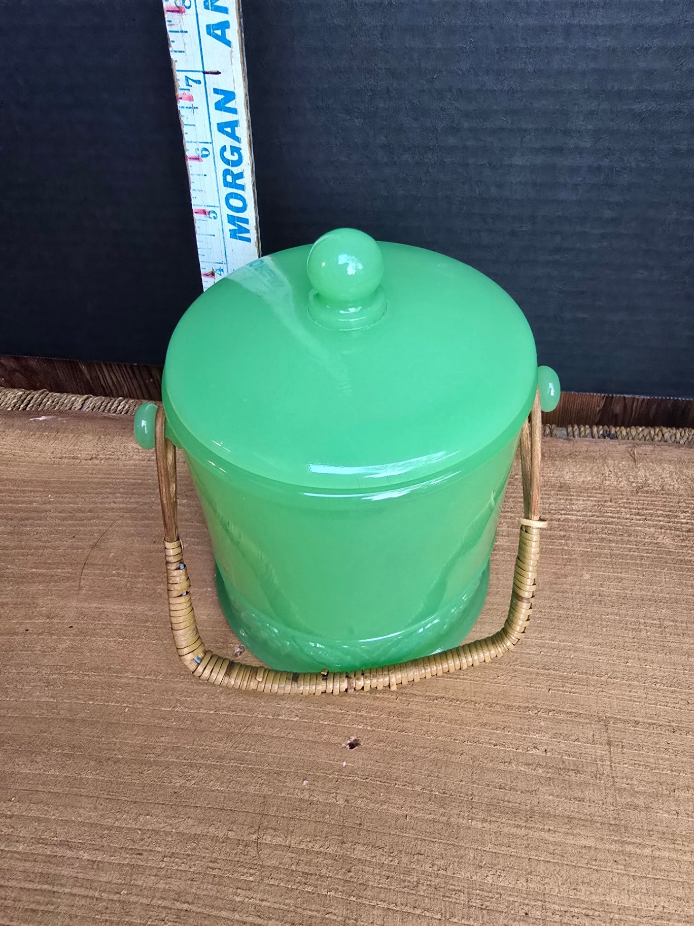 Repro jadeite like jar w/lid