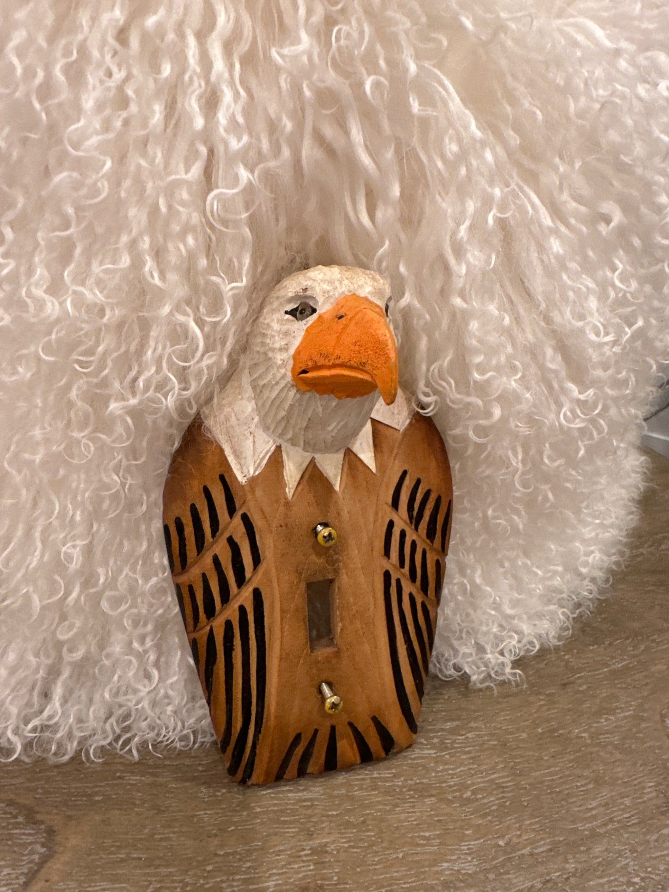 Unique carved wood eagle switch plate cover
