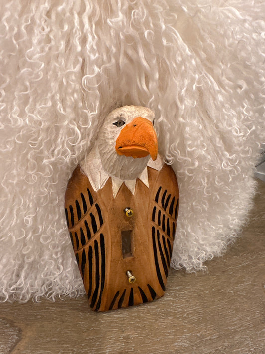 Unique carved wood eagle switch plate cover