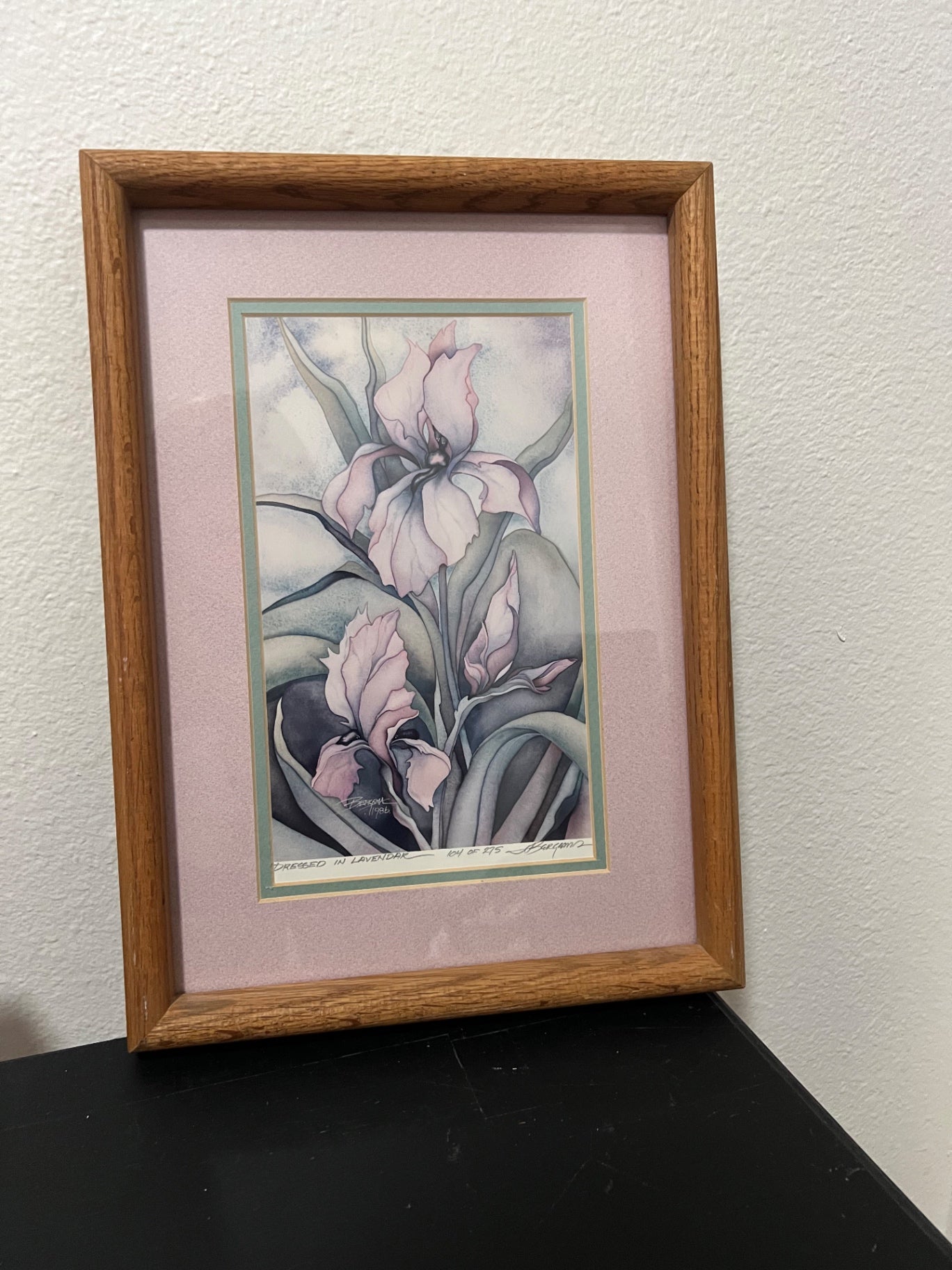 Vintage Jodi Bergsma Dressed in Lavender Framed Floral Art