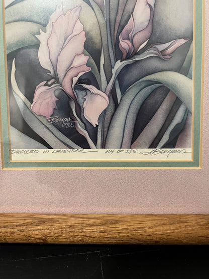 Vintage Jodi Bergsma Dressed in Lavender Framed Floral Art