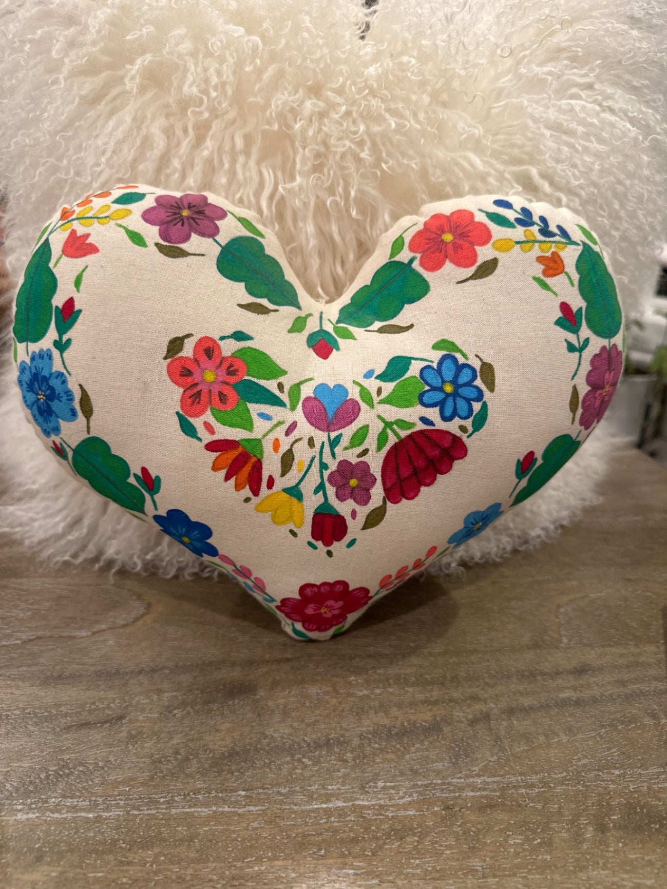 Hand painted heart shape pillow