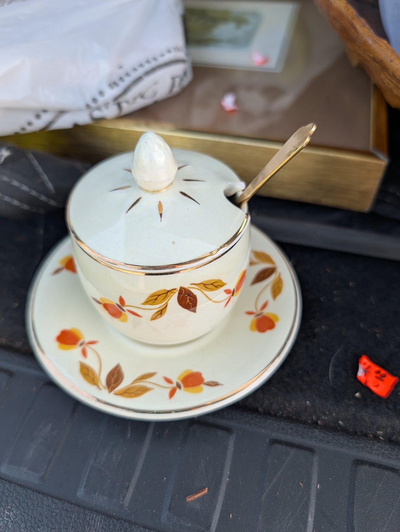 Vintage Hall Marmalade Bowl with Spoon and Saucer