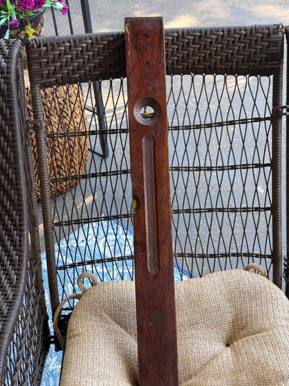 Vintage Wooden Carpenter's Spirit Level | Antique Brass-Bound Fluted Hand Tool