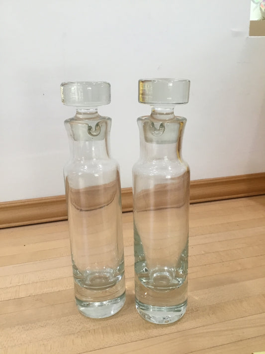 Krisno, mid century, heavy clear glass decanter w/stopper 