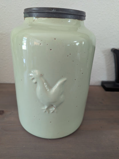 Vtg. Celery-Green Farmhouse Crock