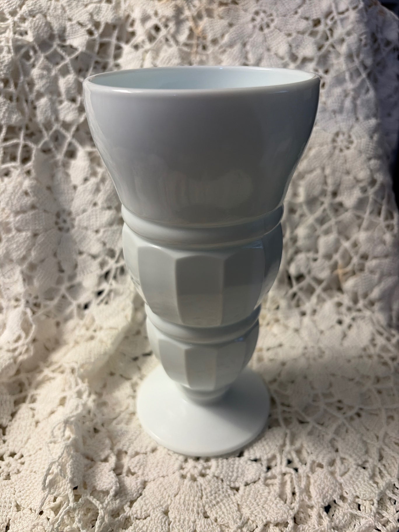 Vtg Milk Glass Ice Cream Soda Glass